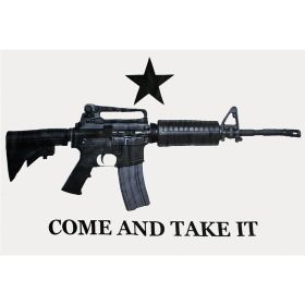 3' X 5' M4 CARBINE COME & TAKE IT WHITE FLAG