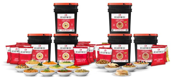 720 Serving Package - 120 lbs - Includes: 3 - 120 Serving Entrée Buckets and 3 - 120 Serving Breakfast Buckets