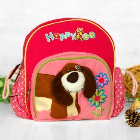 [Happy Dog] Embroidered Applique Kids Fabric Art School Backpack / Outdoor Backpack (8.8*10.2*2.4)