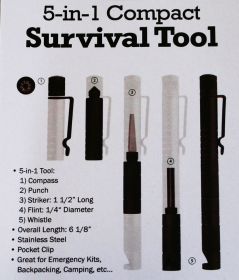 5 in 1 Compact Survival Tool