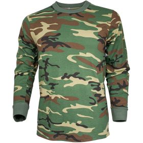 MENS LONG SLEEVE T (Option: SHIRT WOODLAND CAMO  3XL)