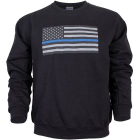 USA FLAG/THIN BLUE LINE CREWNECK SWEATSHIRT BLACK (Option: 3X)