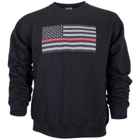 USA FLAG/THIN RED LINE CREWNECK SWEATSHIRT BLACK (Option: 3XL)