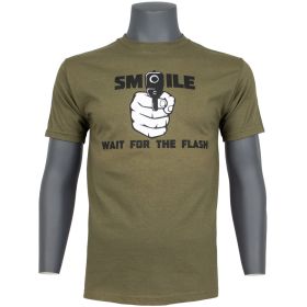 SMILE FOR THE FLASH MEN'S T (Option: SHIRT OLIVE DRAB  XXL)