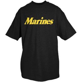 MARINES BLACK T (Option: SHIRT YELLOW IMPRINT  XXL)