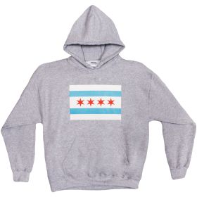 PULLOVER/HOODED GREY S/SHIRT (Option: CHICAGO FLAG XXL)