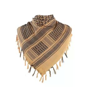 Tactical Hunting Scarf Shemagh Outdoor Tactical Desert Keffiyeh Head Neck Scarf Arab Wrap with Tassel 43x43 Inches (Color: Khaki)