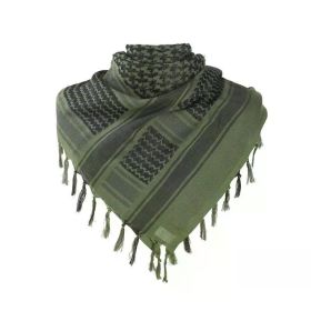 Tactical Hunting Scarf Shemagh Outdoor Tactical Desert Keffiyeh Head Neck Scarf Arab Wrap with Tassel 43x43 Inches (Color: Green)