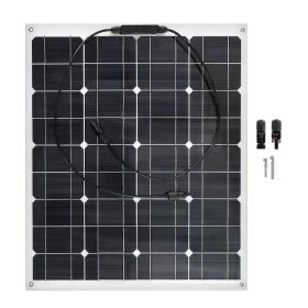 100W Semi-flexible Solar Panel Monocrystalline Solar Panel Outdoor Solar Power Emergency Charging for Car Yacht RV Boat Charging (Color: only solar panel)