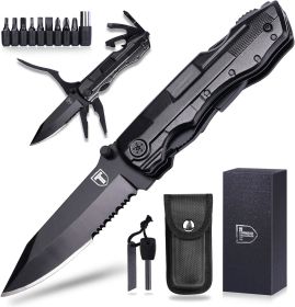 9 in 1 Multitool Pocket Knife (Color: Black)