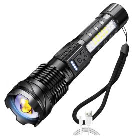 ZK20 High Strong Power Flashlights Tactical Light Emergency Spotlights Telescopic Jetbeam USB Rechargeable Outdoor Lighting (Optical Zoom: ZOOM, Emitting Color: 2600 mAh)