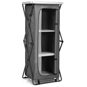 Folding Camping Storage Cabinet with 3 Shelves and Carry Bag (size: Xl)