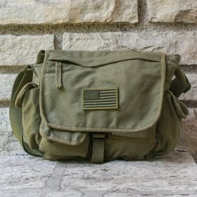 RETRO MESSENGER BAG W/USA EMBLEM (Option: OLIVE DRAB)