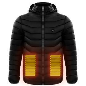 Men Heated Puffer Jacket Electric Heating Coat Insulated Hood Windbreaker (Option: Black-4XL)